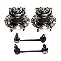 4-Piece Kit Rear, Driver and Passenger Side Wheel Hub, 5 Lugs, With Bearing,  Includes (2) Sway Bar Link and (2) Wheel Hub