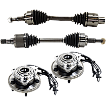 4-Piece Kit Wheel Hub, 5 Lugs, With Bearing, With Sensor, includes (2) Axle Assembly and (2) Wheel Hub