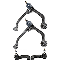 4-Piece Kit Front, Driver and Passenger Side, Upper, Outer Control Arm, includes (2) Control Arm and (2) Tie Rod End