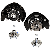 4-Piece Kit Front, Driver and Passenger Side Steering Knuckle, With Bearing, With Dust Shield, Includes (2) Knuckle and (2) Wheel Hub