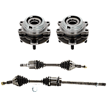4-Piece Kit Front, Driver and Passenger Side Axle Assembly, New, 3.5L 6Cyl Automatic CVT, Transaxle,  Includes (2) Axle Assembly and (2) Wheel Hub