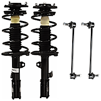 4-Piece Kit Front, Driver and Passenger Side Fully Loaded Strut, Standard Suspension,  Includes (2) Loaded Strut and (2) Sway Bar Link