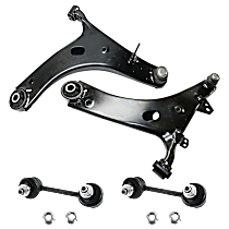 4-Piece Kit Front, Driver and Passenger Side, Outer, Lower Control Arm, includes (2) Control Arm and (2) Sway Bar Link