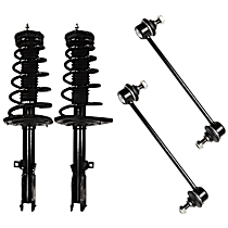 4-Piece Kit Rear, Driver and Passenger Side Fully Loaded Strut,  Includes (2) Loaded Strut and (2) Sway Bar Link