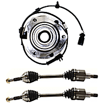 3-Piece Kit Front, Driver and Passenger Side Wheel Hub, AWD/RWD, includes (2) Axle Assembly and (1) Wheel Hub