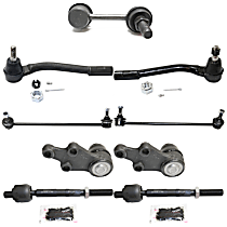 9-Piece Kit Front and Rear, Driver and Passenger Side, Inner and Outer, Lower Ball Joint,  Includes (2) Ball Joint, (2) Sway Bar Link, and (2) Tie Rod End
