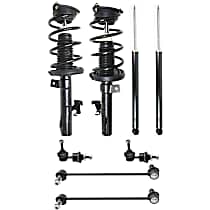 8-Piece Kit Front and Rear, Driver and Passenger Side Suspension with Loaded Strut, Shock Absorber, and Sway Bar Link