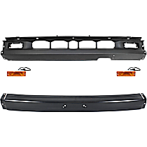 4-Piece Kit, Front, Center Bumper, RWD, For Models Without Bumper End Caps, Painted Black, Includes (1) Bumper, (2) Turn Signal Light, and (1) Valance
