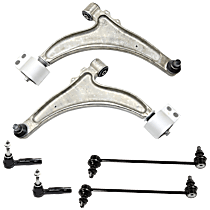 6-Piece Kit Front, Driver and Passenger Side Suspension Kit, FWD, To Chassis Serial Number 190915, includes (2) Control Arm, (2) Sway Bar Link, and (2) Tie Rod End