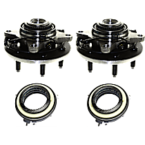 4-Piece Kit Front, Driver and Passenger Side Suspension with 4WD Actuator and Wheel Hub