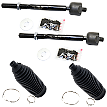 4-Piece Kit Front, Driver and Passenger Side Suspension Kit, Includes (2) Steering Rack Boot and (2) Tie Rod End