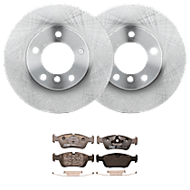 4-Piece Kit Front Brake Disc and Pad Kit, Plain Surface, 5 Lugs, Semi-metallic, 2.8L 6Cyl,  Includes (2) Brake Disc and (1) Brake Pad Set