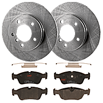 Front Brake Disc and Pad Kit, Plain Surface, 5 Lugs, Ceramic
