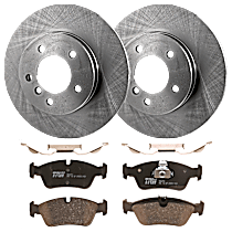 Front Brake Disc and Pad Kit, Plain Surface, 5 Lugs, Semi-Metallic