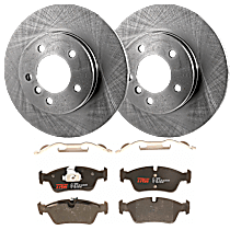 Front Brake Disc and Pad Kit, Plain Surface, 5 Lugs, Semi-Metallic