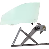 Front, Driver Side Door Glass Kit, Green Tint, 4-Door, Sedan, USA Built Vehicle, includes Window Regulator, Replaces NAGS No. FD22348 GTYN