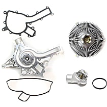 3-Piece Kit Water Pump, With Gasket, includes Fan Clutch, and Thermostat Housing