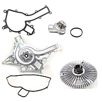 3-Piece Kit Water Pump, 3.2/3.7 Liter Engines, With Gasket, includes Fan Clutch, and Thermostat Housing