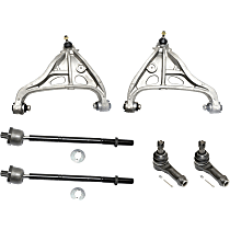 6-Piece Kit Front, Driver and Passenger Side, Lower Control Arm, Includes nut(s), includes Tie Rod Ends