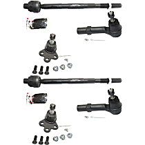 6-Piece Kit Front, Driver and Passenger Side Suspension Kit, includes (2) Ball Joint and (4) Tie Rod End