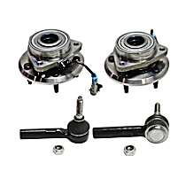 2-Wheel Set Front, Driver and Passenger Side Wheel Hub, includes Tie Rod Ends