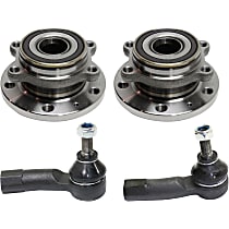4-Piece Kit Front, Driver and Passenger Side Wheel Hub with Tie Rod Ends, With Bearing