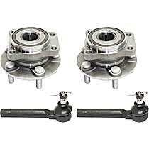 4-Piece Kit Front, Driver and Passenger Side Wheel Hub, includes Tie Rod Ends
