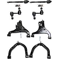 8-Piece Kit Front, Driver and Passenger Side, Upper and Lower Control Arm Kit,  Includes (4) Control Arm, (2) Sway Bar Link, and (2) Tie Rod End
