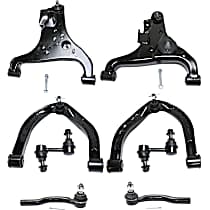 8-Piece Kit Front, Driver and Passenger Side, Upper and Lower Control Arm Kit,  Includes (4) Control Arm, (2) Sway Bar Link, and (2) Tie Rod End