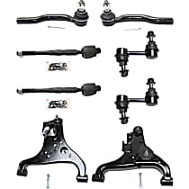 8-Piece Kit Front, Driver and Passenger Side, Lower Control Arm Kit,  Includes (2) Control Arm, (2) Sway Bar Link, and (4) Tie Rod End