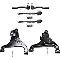 6-Piece Kit Front, Driver and Passenger Side, Lower Control Arm Kit,  Includes (2) Control Arm and (4) Tie Rod End