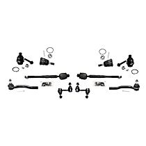 10-Piece Kit Front, Driver and Passenger Side Suspension Includes Ball Joints, Sway Bar Links, and Tie Rod Ends