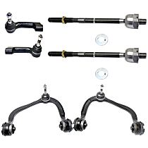 6-Piece Kit Front, Driver and Passenger Side, Upper Control Arm Kit, includes (2) Control Arm and (4) Tie Rod End