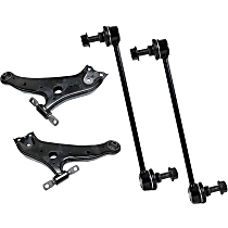 4-Piece Kit Front, Driver and Passenger Side, Lower Control Arm Kit, AWD/FWD, includes (2) Control Arm and (2) Sway Bar Link