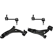 4-Piece Kit Front, Driver and Passenger Side, Lower Control Arm Kit, Includes (2) Control Arm and (2) Sway Bar Link