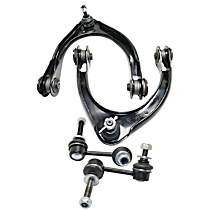 4-Piece Kit Front, Driver and Passenger Side, Upper Control Arm Kit, Rear Wheel Drive,  Includes (2) Control Arm and (2) Sway Bar Link