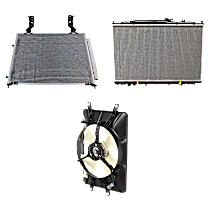 3-Piece Kit A/C Condenser, 3.5L 6Cyl,  Includes (1) A/C Condenser, (1) Cooling Fan Assembly, and (1) Radiator