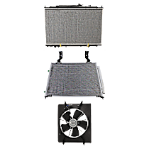 3-Piece Kit A/C Condenser, 3.5L 6Cyl,  Includes (1) A/C Condenser, (1) Cooling Fan Assembly, and (1) Radiator