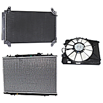 3-Piece Kit A/C Condenser, 3.5L 6Cyl,  Includes (1) A/C Condenser, (1) Cooling Fan Assembly, and (1) Radiator