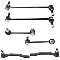 6-Piece Kit Front, Driver and Passenger Side, Outer Tie Rod End,  Includes (4)Sway Bar Link and (2)Tie Rod End