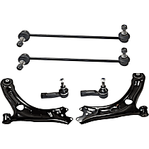 6-Piece Kit Front, Driver and Passenger Side Control Arm, For Models With Servotronic Steering,  Includes (2)Control Arm, (2)Sway Bar Link and (2)Tie Rod End