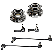 6-Piece Kit Front and Rear, Driver and Passenger Side Wheel Hub with Sway Bar Links and Tie Rod Ends