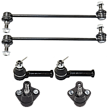 6-Piece Kit Front, Driver and Passenger Side, Lower Ball Joint, Japan Production Identified By 1st Digit Of VIN J, includes (2)Ball Joint, (2)Sway Bar Link and (2)Tie Rod End