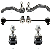 6-Piece Kit Front, Driver and Passenger Side, Lower Ball Joint, For Models With 16mm Stud Diameter, includes (2)Ball Joint, (2)Tie Rod End and (2)Sway Bar Link