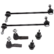 6-Piece Kit Front, Driver and Passenger Side, Lower Ball Joint, AWD, For Models With Off-Road Suspension, includes (2)Ball Joint, (2)Sway Bar Link and (2)Tie Rod End