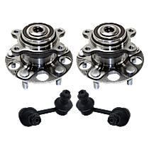 4-Piece Kit Rear, Driver and Passenger Side Wheel Hub, Link With 2 Stud(s), 5 Lugs, With Bearing, includes (2)Sway Bar Link and (2)Wheel Hub