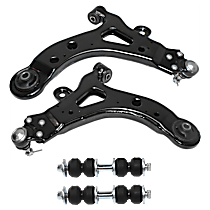 4-Piece Kit Front, Driver and Passenger Side, Lower Control Arm, Front Wheel Drive,  Includes (2)Control Arm and (2)Sway Bar Link