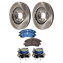 6-Piece Kit Front, Driver and Passenger Side Wheel Hub, RWD, 6 Lugs, With Bearing, With Sensor,  Includes (2) Brake Disc, (1) Brake Pad Set, and (2) Wheel Hub