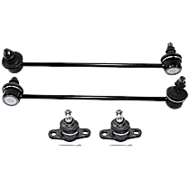 4-Piece Kit Front, Driver and Passenger Side Sway Bar Link, 4-Door, Sedan, includes (2)Ball Joint and (2)Sway Bar Link