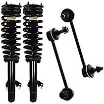 4-Piece Kit Front, Driver and Passenger Side Fully Loaded Strut,  Includes (2)Shock Absorber and Strut Assembly and (2)Sway Bar Link